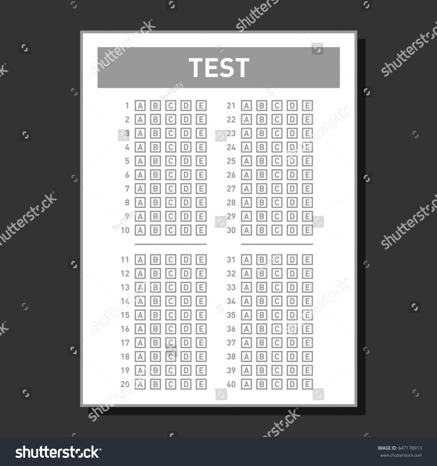 Multiple Choice Blank Test Answer Sheet Stock Illustration 647178913 Shutterstock