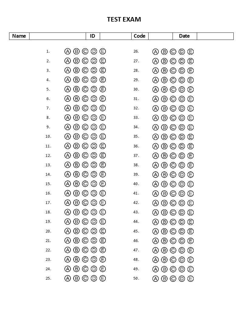  Multiple Choice Quiz Template Allbusinesstemplates
