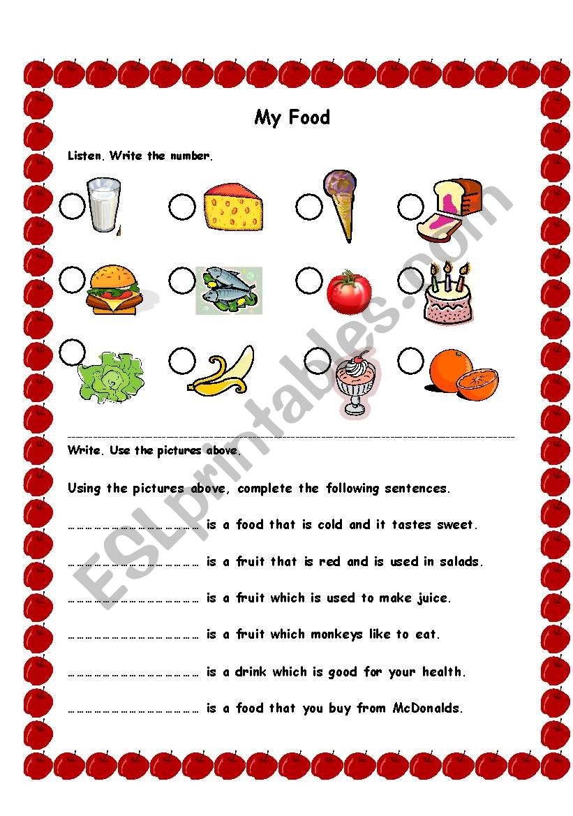 My Food Quiz ESL Worksheet By Azza 20 Worksheets Library