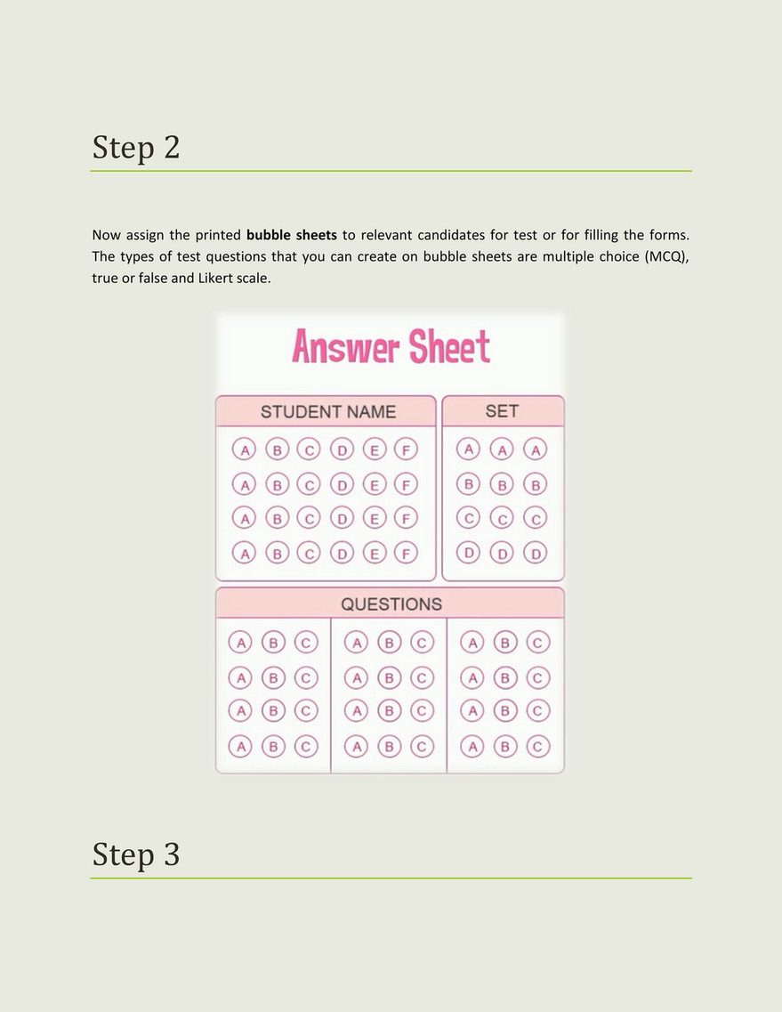Bubble Test Answer Sheet Printable
