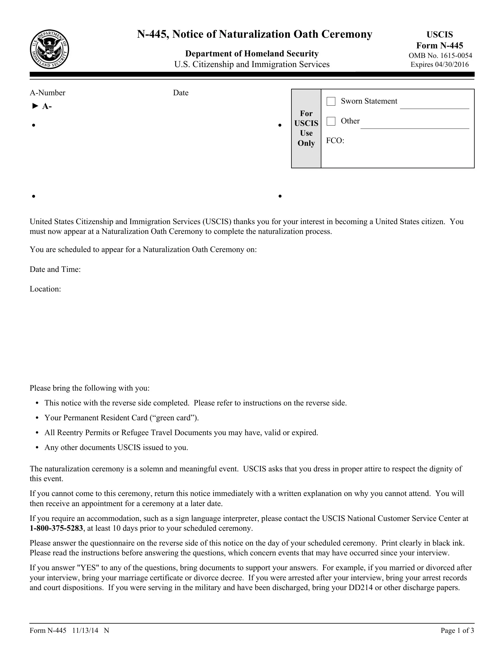 N 445 New Form Fill Out Printable PDF Forms Online