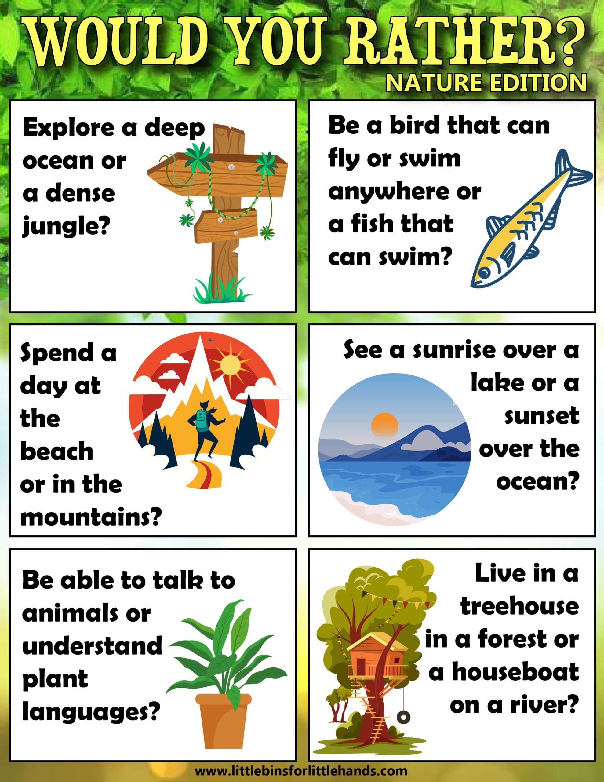 Nature Would You Rather Questions For Kids Little Bins For Little Hands