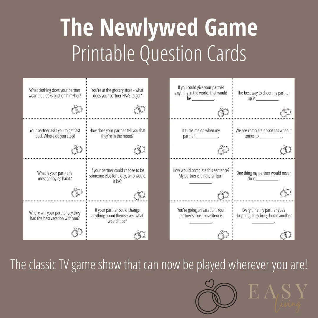 Newlywed Game Cards Print Start Playing Right Away Etsy