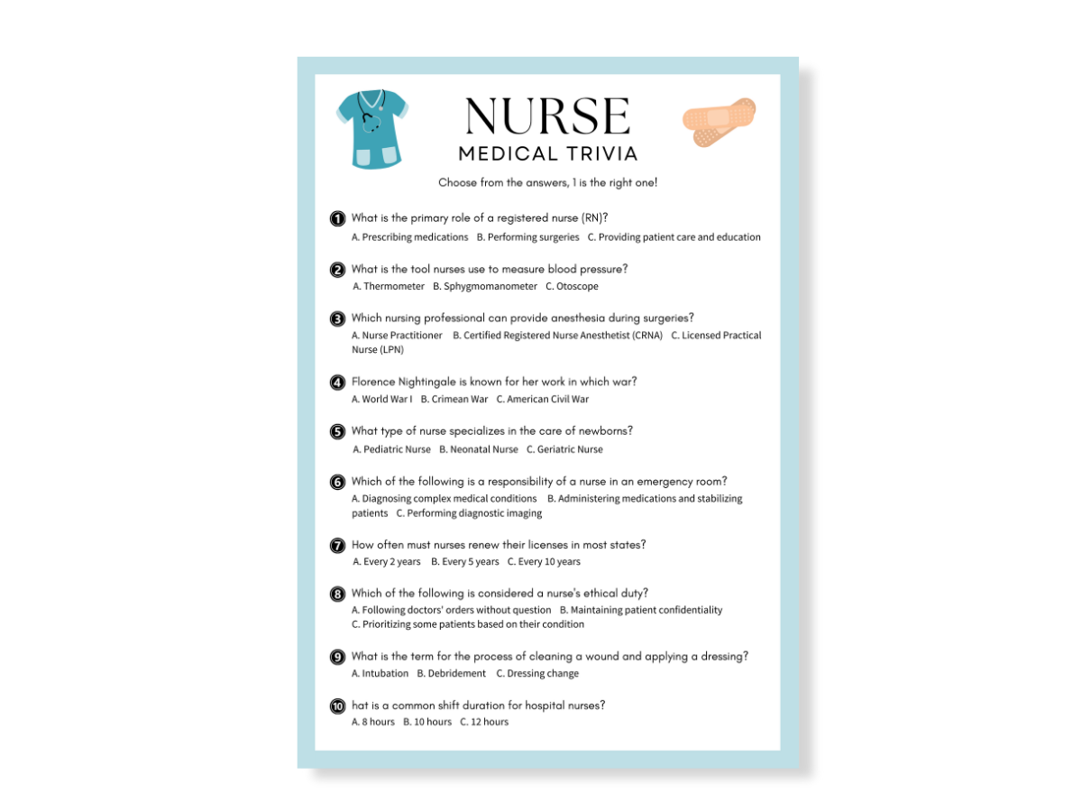Multiple Choice Trivia Questions Printable