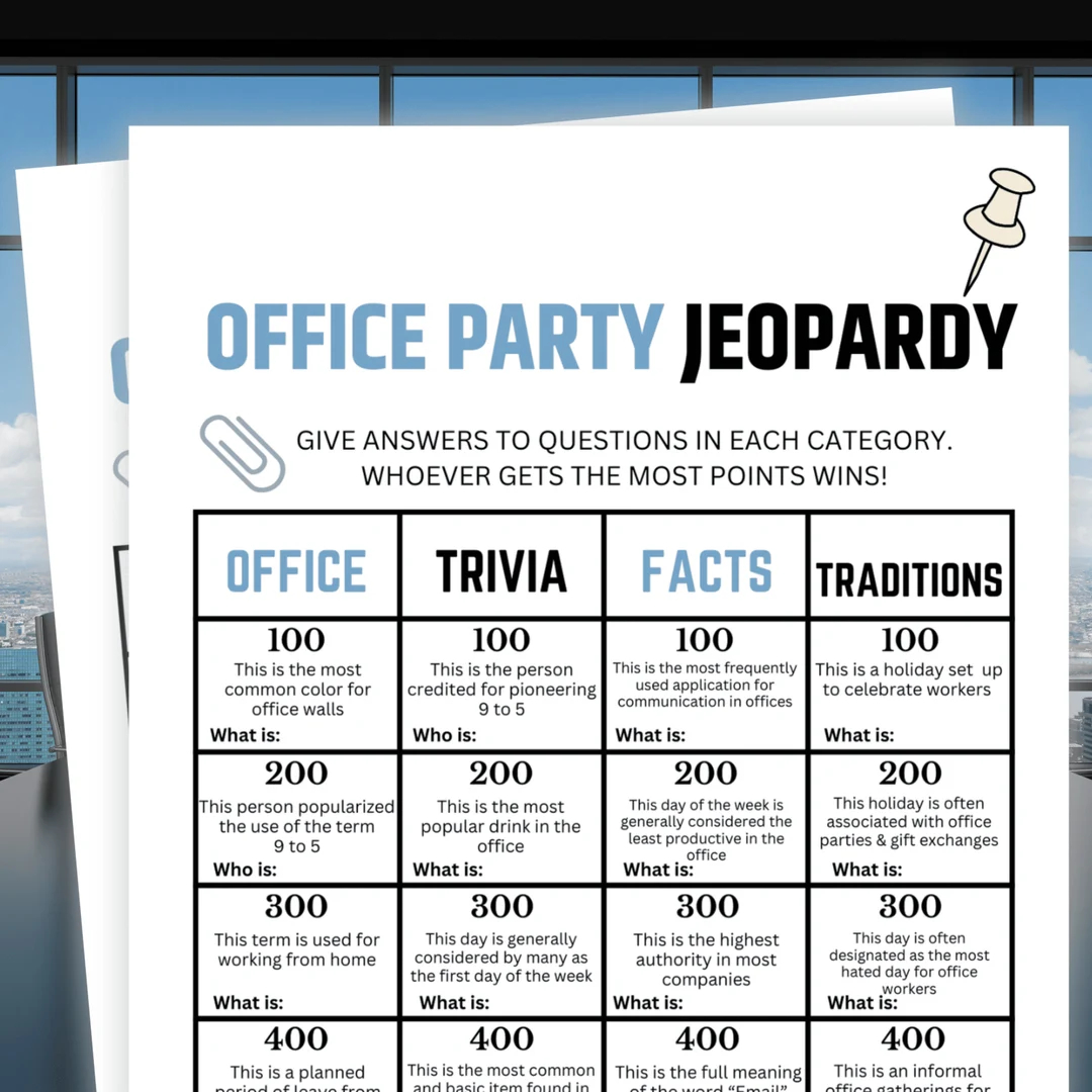Office Party Games Office Jeopardy Team Building Games Office Birthday Game Office Staff Game Work Party Games Staff Appreciation Game Etsy