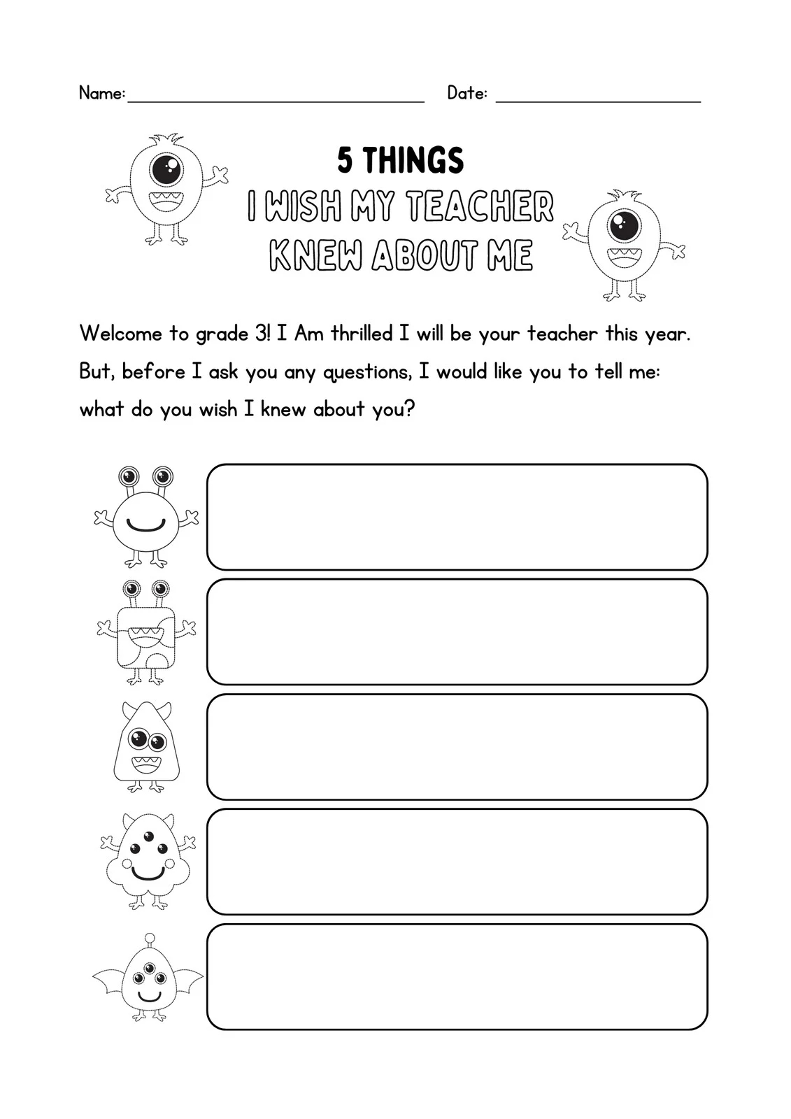 Page 3 Free And Printable All About Me Worksheet Templates Canva