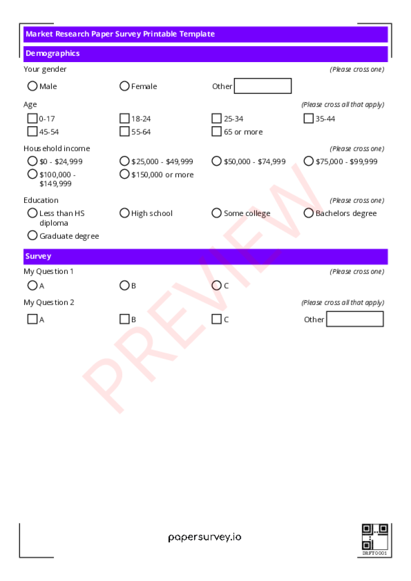 Paper Survey Templates PaperSurvey io