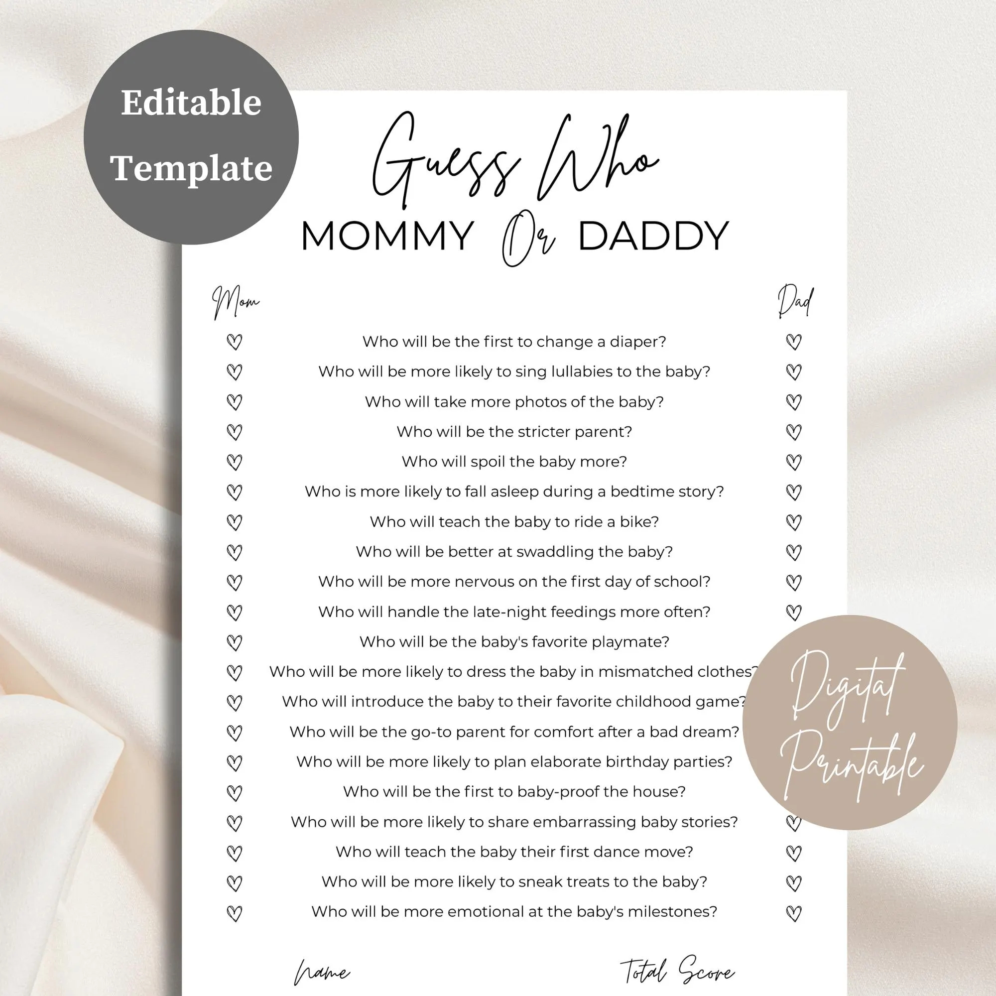 Parents Daughter Quiz Questions Printable