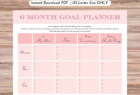 PINK 6 Month Goals Printable Worksheet Goal Setting Tracker Planner Page Self Improvement Manifestation PDF PINK Only Single Page Etsy