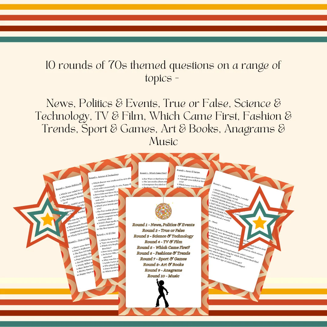 70s Pub Quiz and Answers Printable