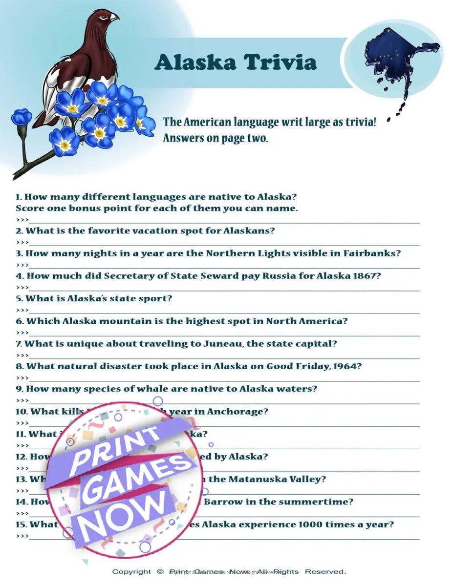 Printable Questions and Answers Games
