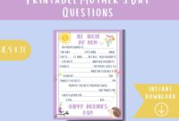 Printable All About My Mom Questions Mother s Day Printable Printable Mother s Day Gift Printable Mother s Day Preschool Activity Etsy