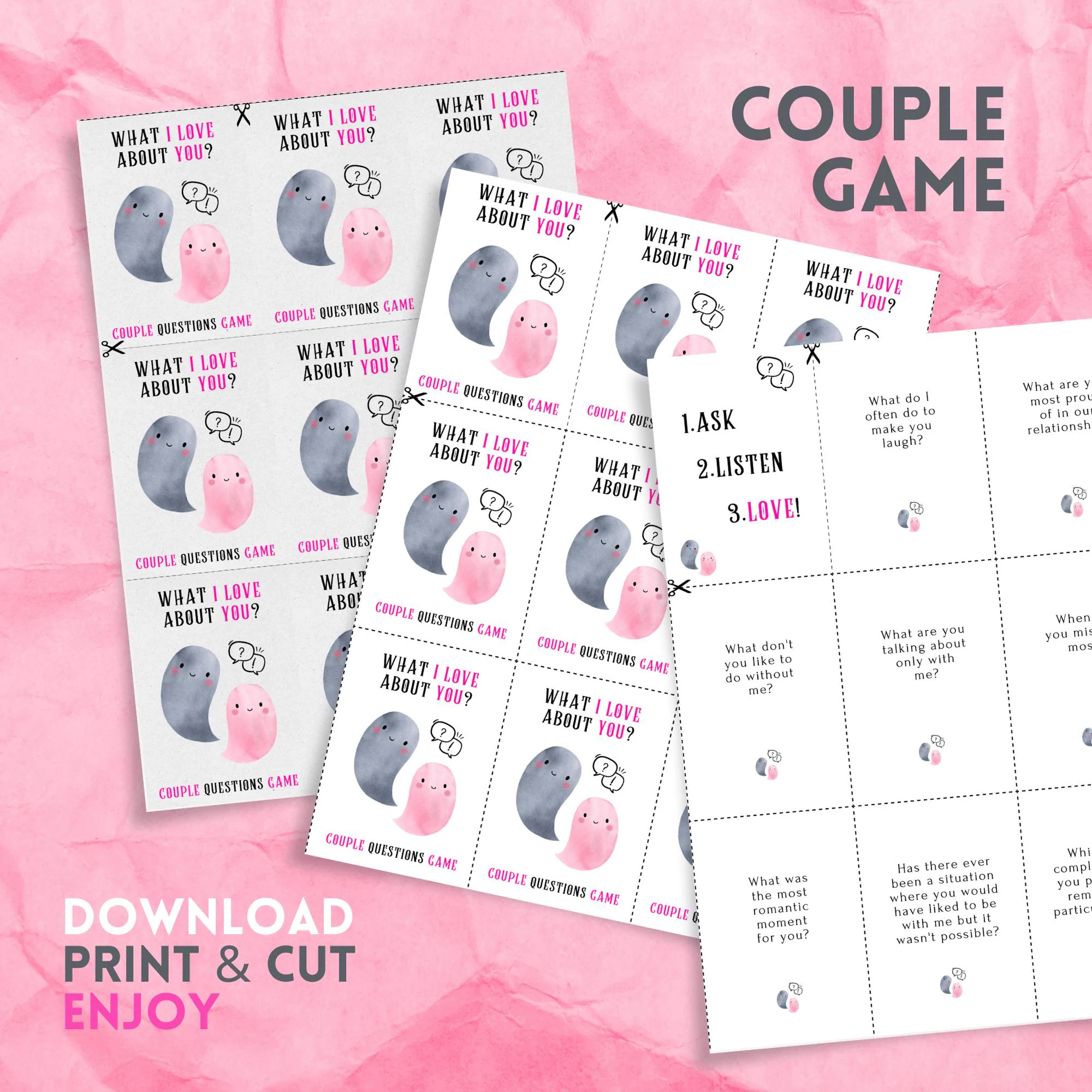 Printable Couple Questions Game In PDF Valentines Day Game Date Night Ideas Relationship Games Anniversary Games Pink Halloween Edition Etsy
