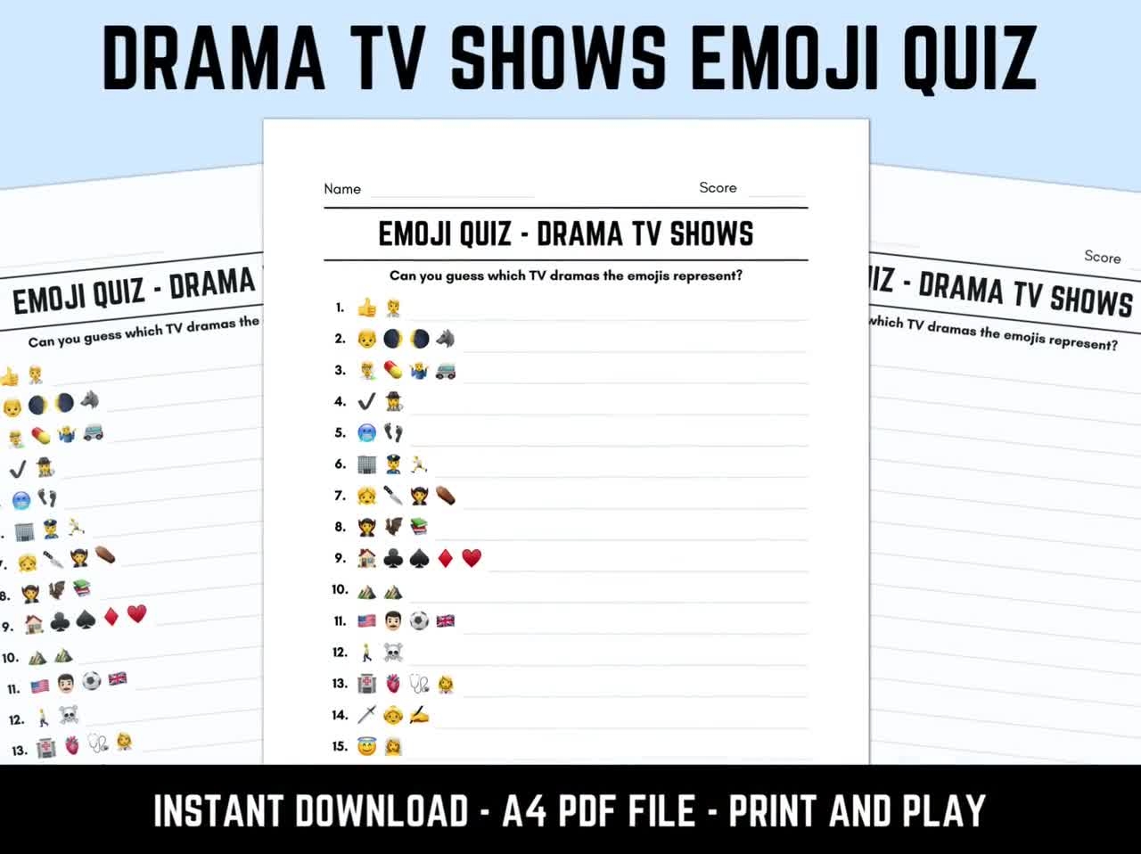 Printable Drama TV Shows Emoji Quiz With Answers Instant Download PDF Etsy