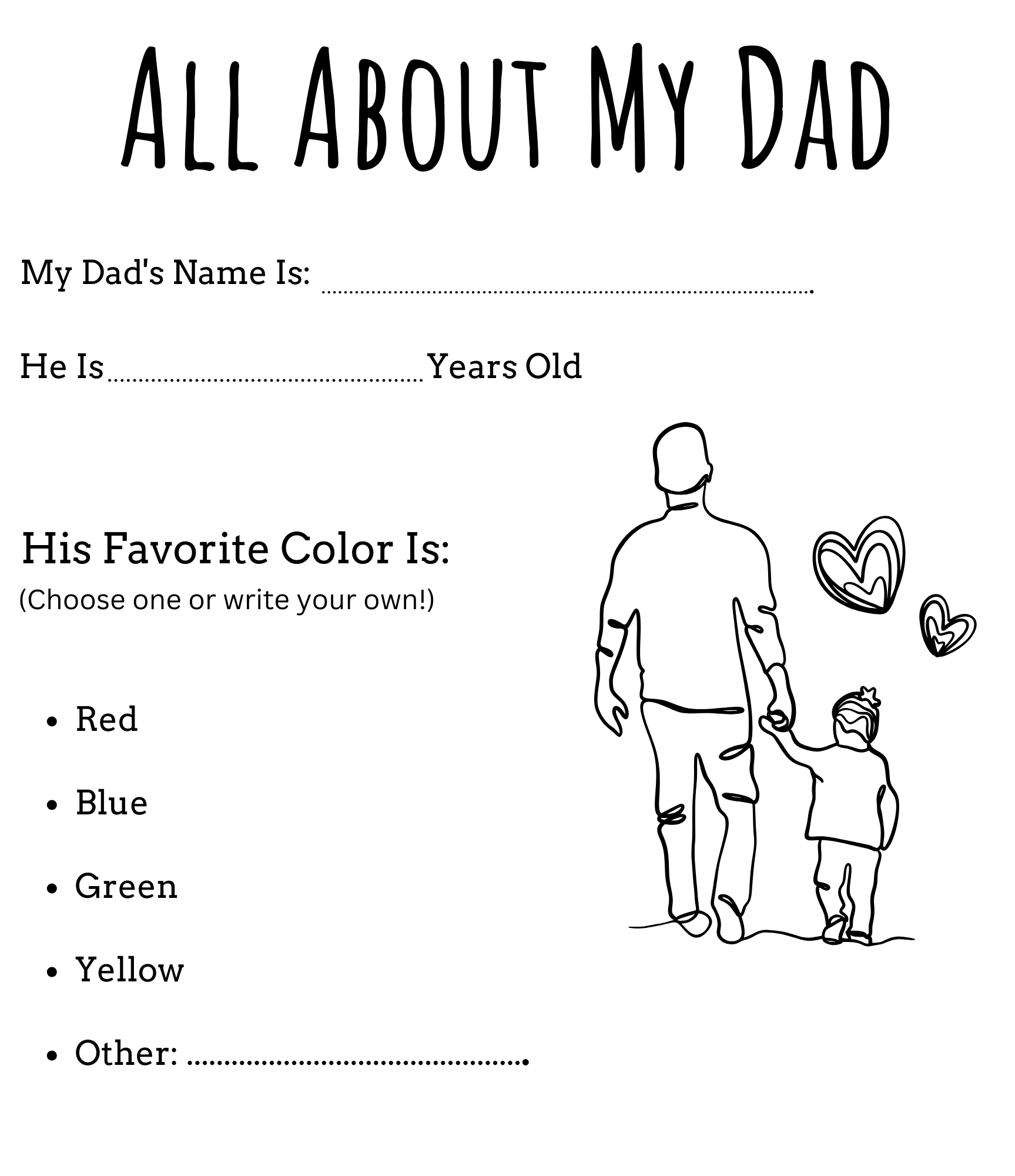 Printable Father s Day All About My Dad Worksheet All About Daddy Worksheet Made By Teachers