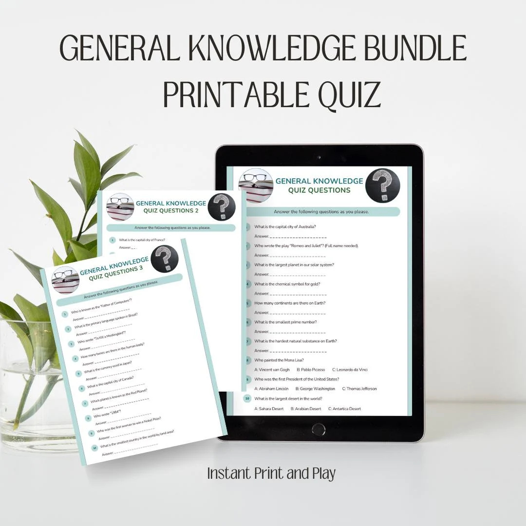 Printable General Knowledge Quiz Bundle Etsy