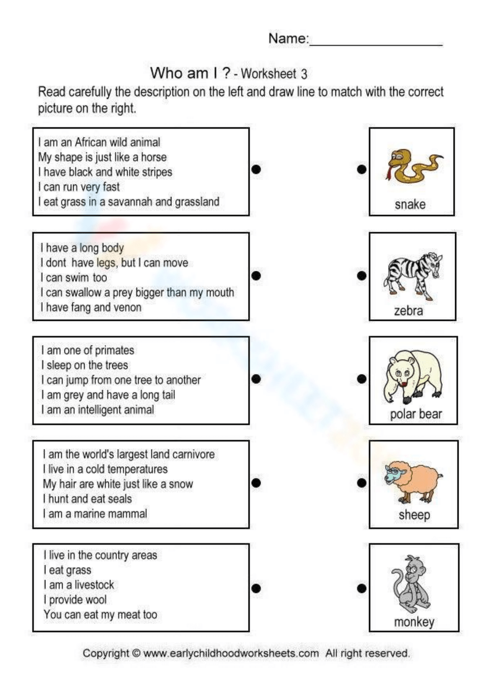 Printable Grade 1 Who Am I Worksheets