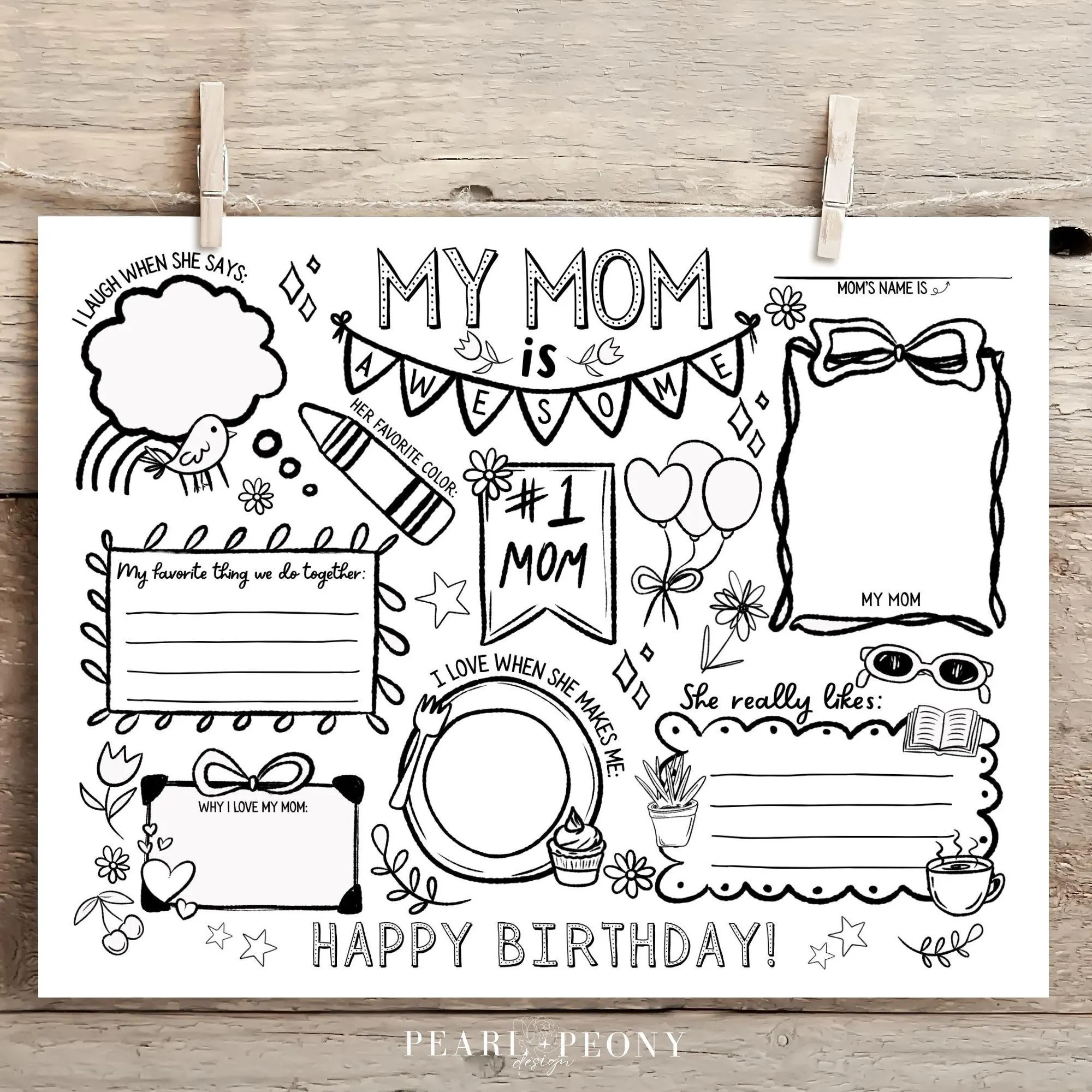 PRINTABLE Happy Birthday All About Mom Fill In Blanks Questionnaire For Kids Keepsake Gift Card Preschool Kindergarten PDF US Letter A4 Etsy