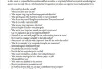 Printable Interview Questions Template Printable