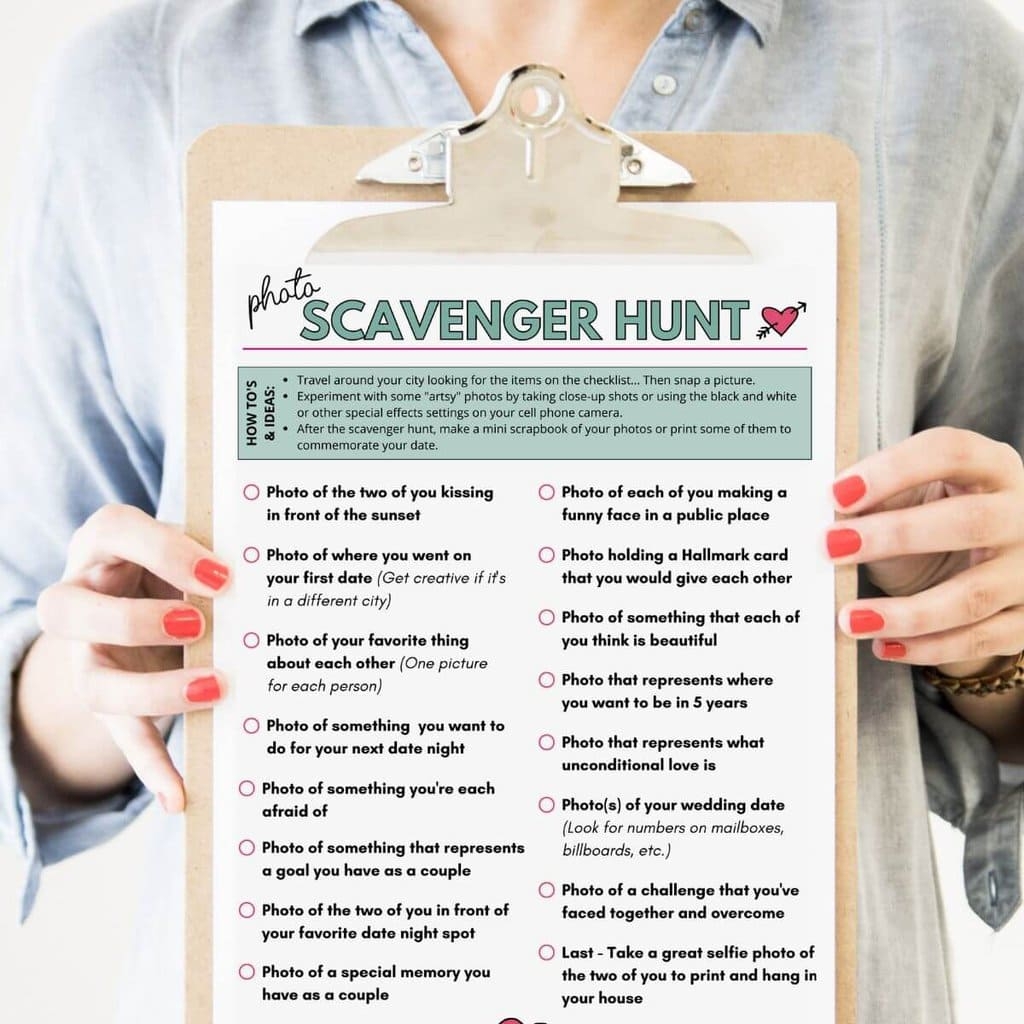 Printable Photo Scavenger Hunt For Couples Fun Date Night Idea 