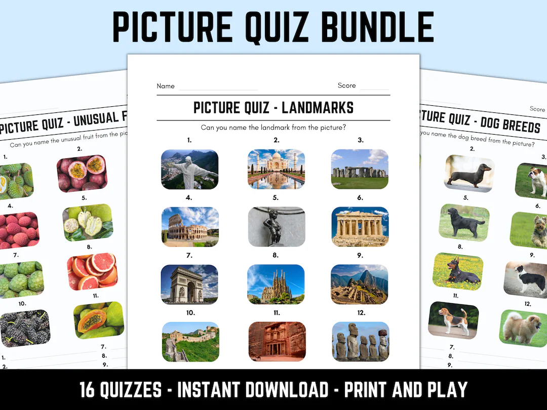 Printable Picture Quiz Bundle 16 Picture Quizzes With Answers Etsy
