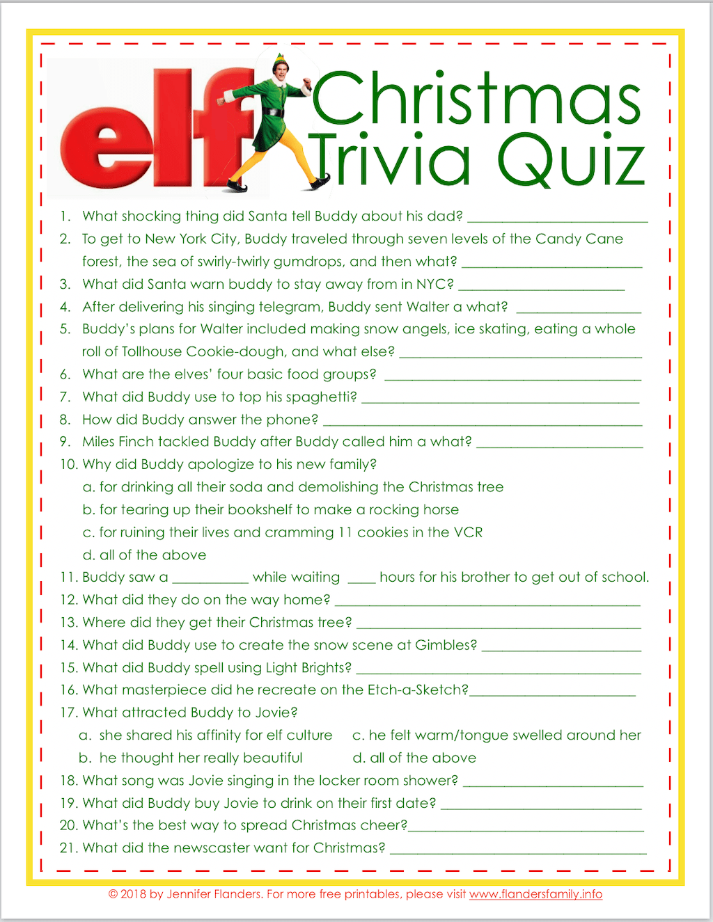 Children's Quiz Questions Printable Free