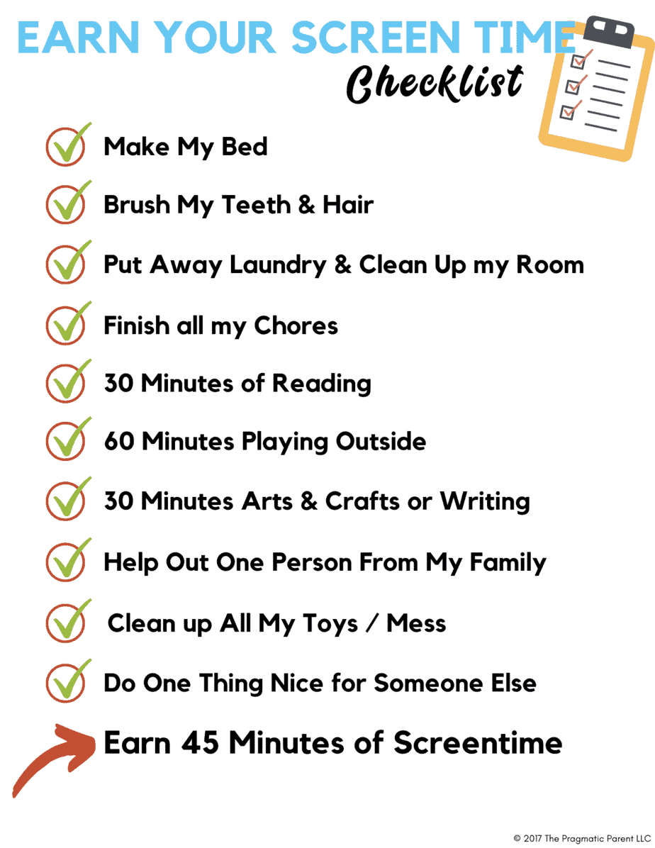 Printable Screen Time Rules Checklist For Kids PDF 