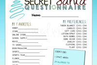 Printable Secret Santa Questionnaire For Gift Exchange work Or Personal Etsy