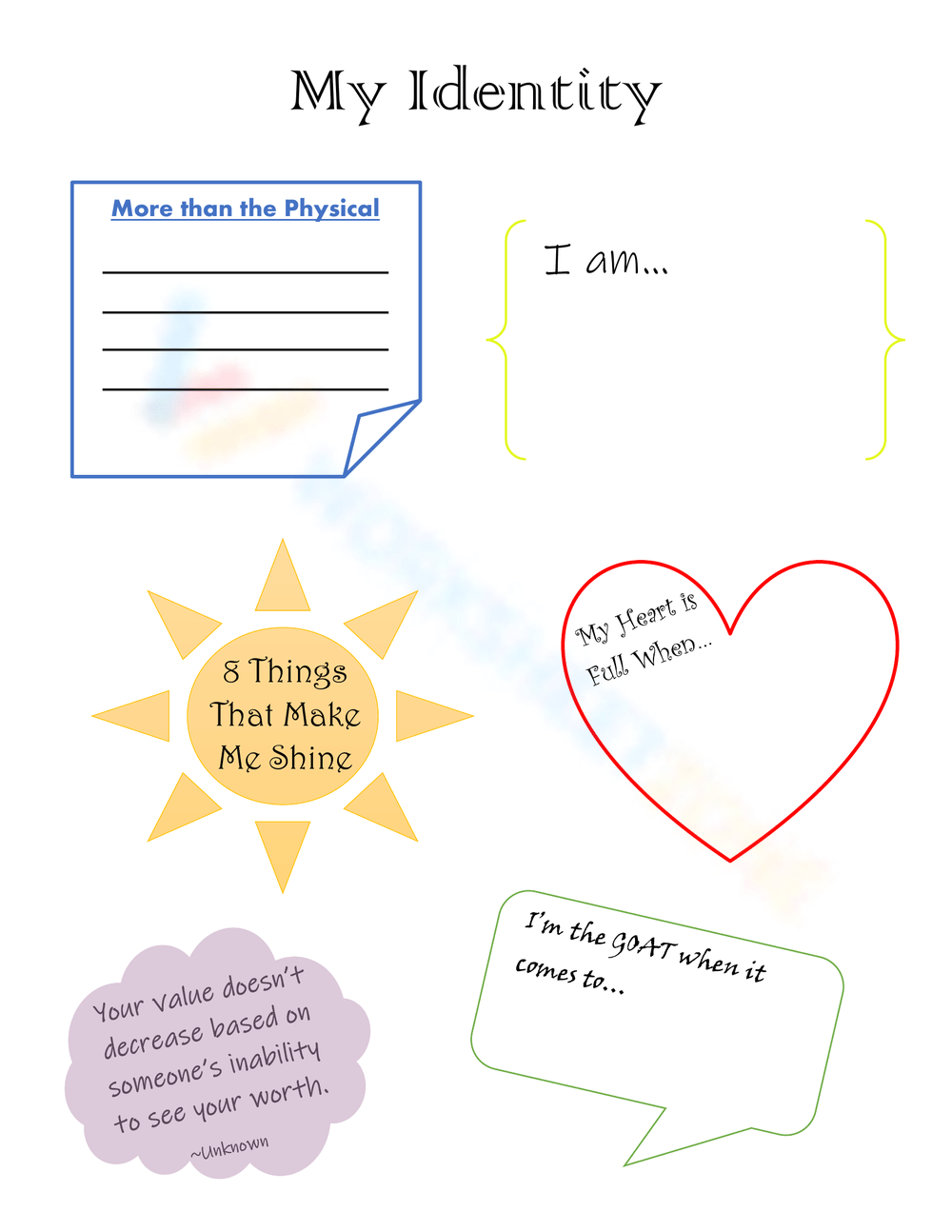 Printable Who Am I Worksheets
