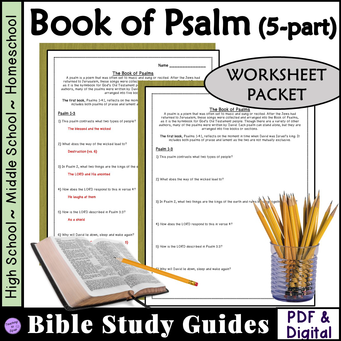 Psalm Bible Study Questions Worksheets Classful