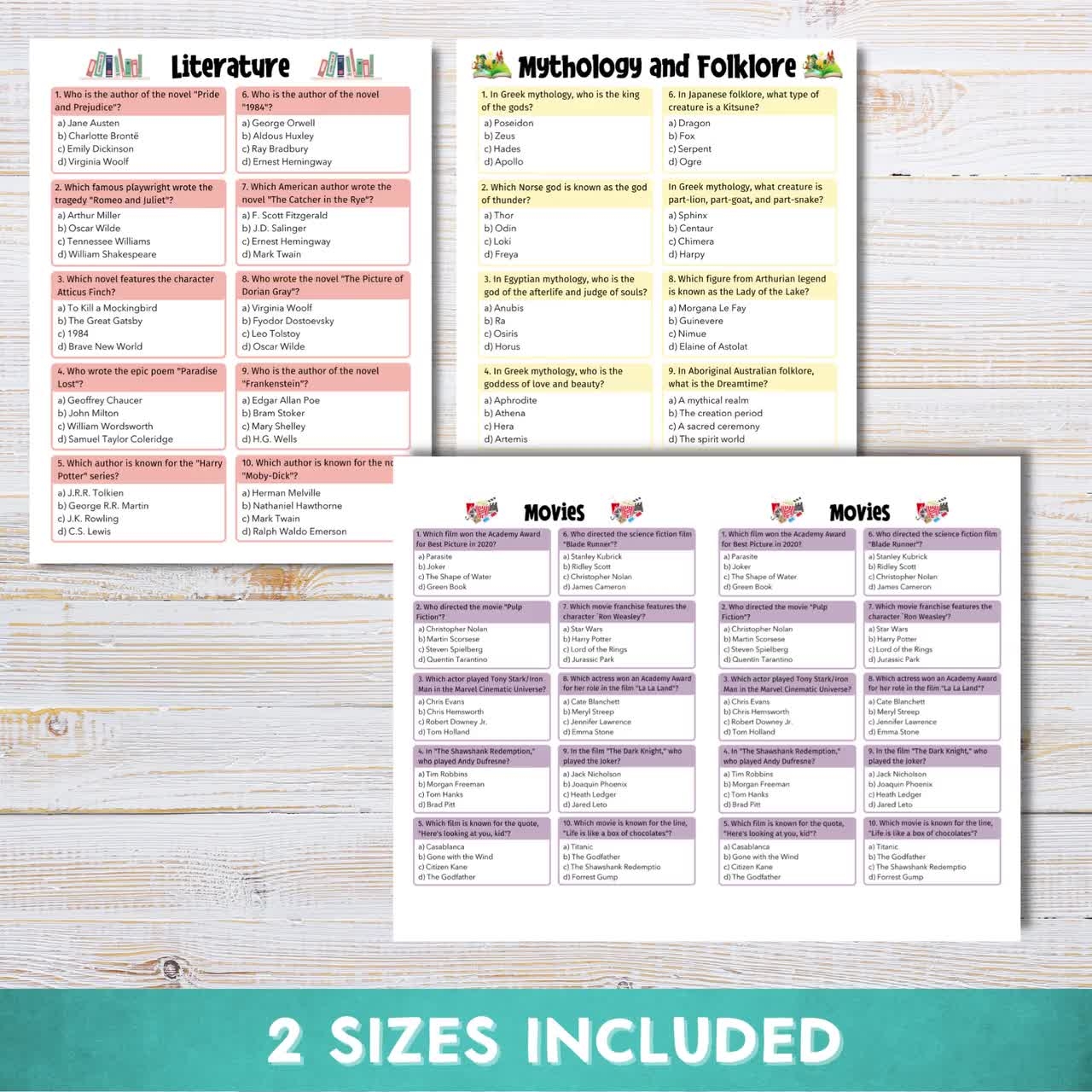Pub Trivia Quiz Game Night Bar Quiz General Knowledge Trivia Night 100 Questions Printable Instant Download Etsy