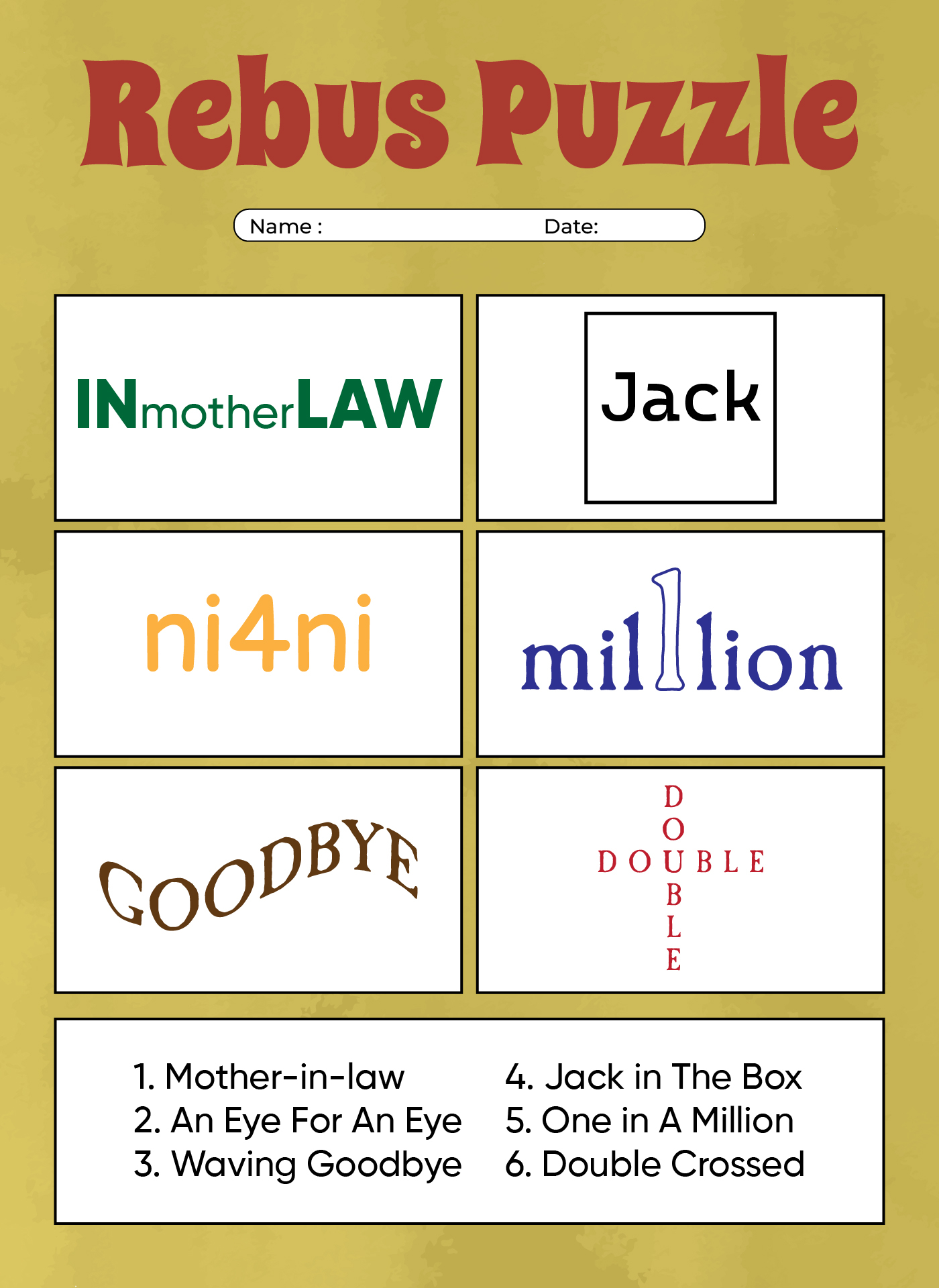 Printable Brain Teaser Puzzles with Answers
