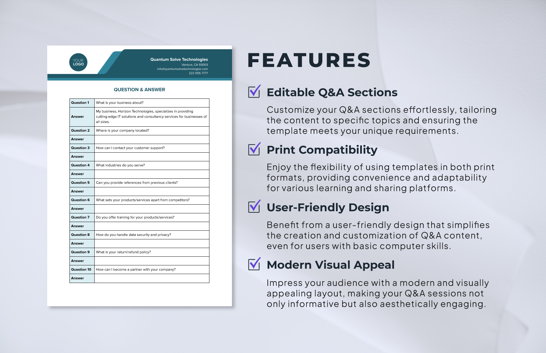 Question Answer Format Template In Word PDF Google Docs Download Template