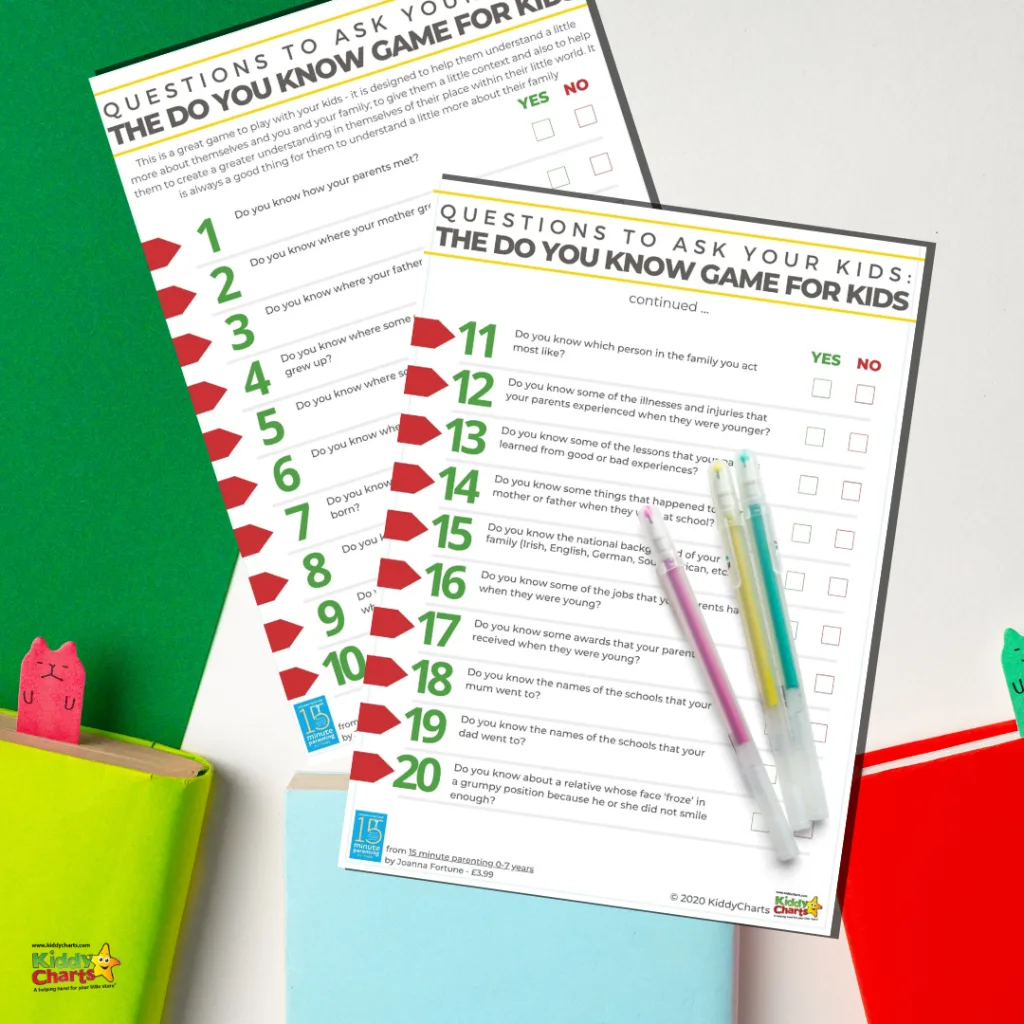 questions to ask your kids printable kiddycharts