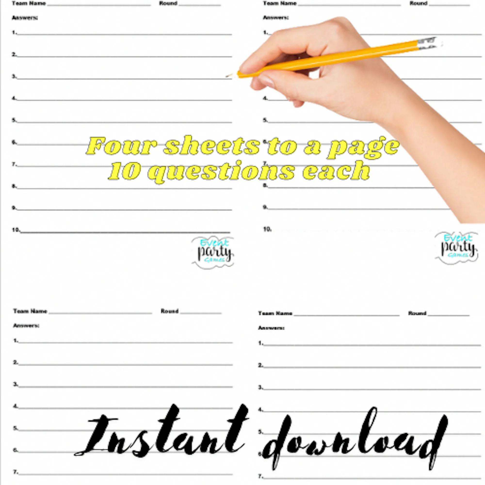 Quiz Answer Sheet Template Etsy