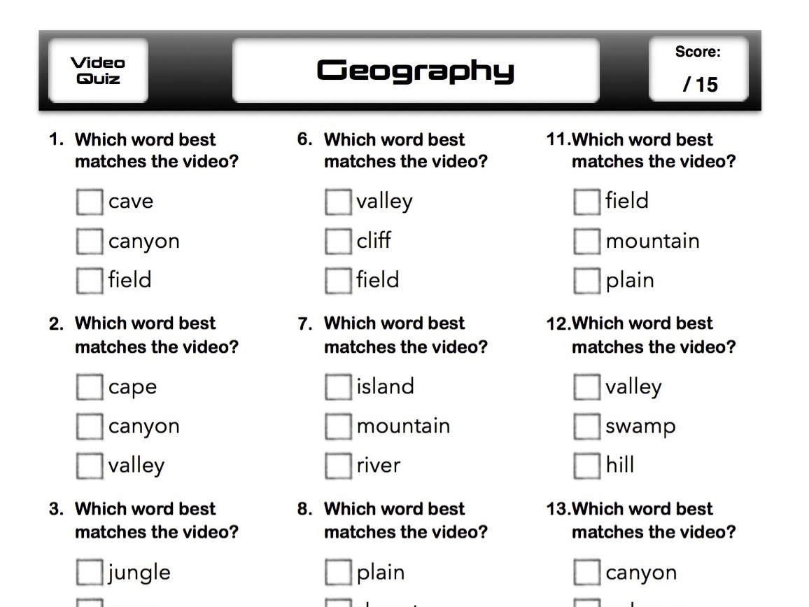 Quiz Geography Vidtionary A Video Dictionary