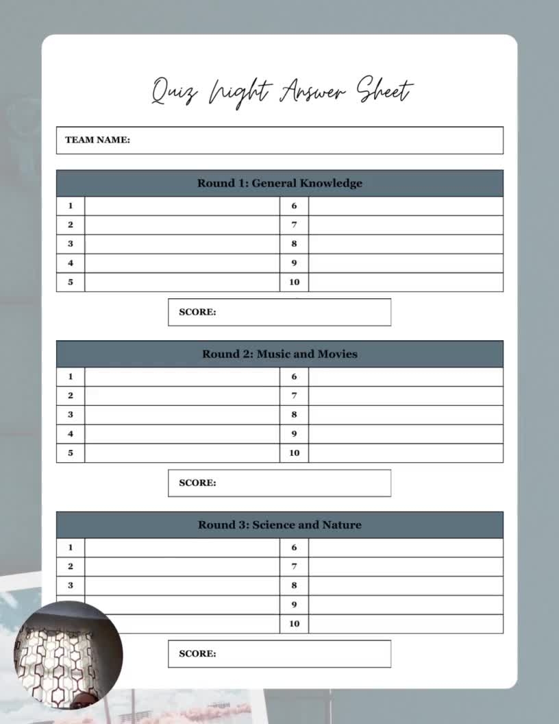 quiz night answer sheet template editable trivia score sheet downloadable pdf file etsy