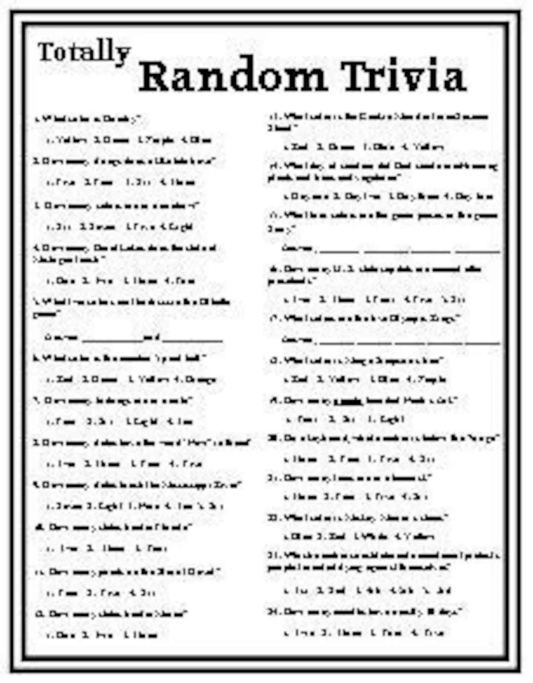Random Trivia totally Random Trivia Etsy