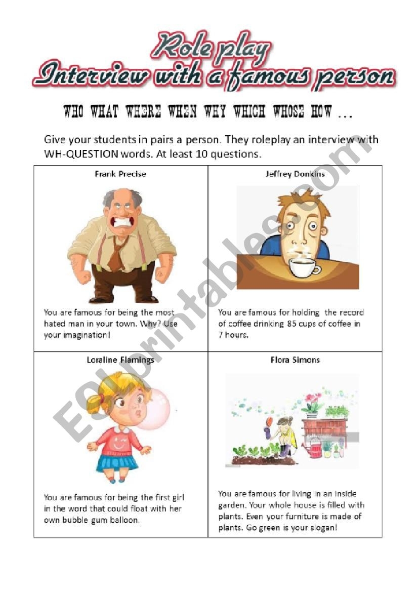 Interaview Questions Practice Printable Worksheets