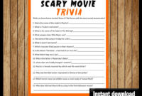 Scary Movie Trivia Party Game Printable PDF Printable Halloween Game ANSWERS Included Instant Download Etsy