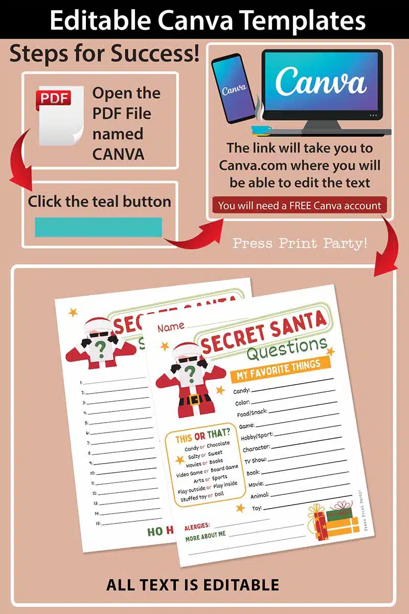 Secret Santa Questionnaire Printable