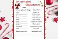 Secret Santa Questionnaire Printable Secret Santa Form Secret Santa For Work Secret Santa Printable Secret Santa Wish List Christmas Etsy