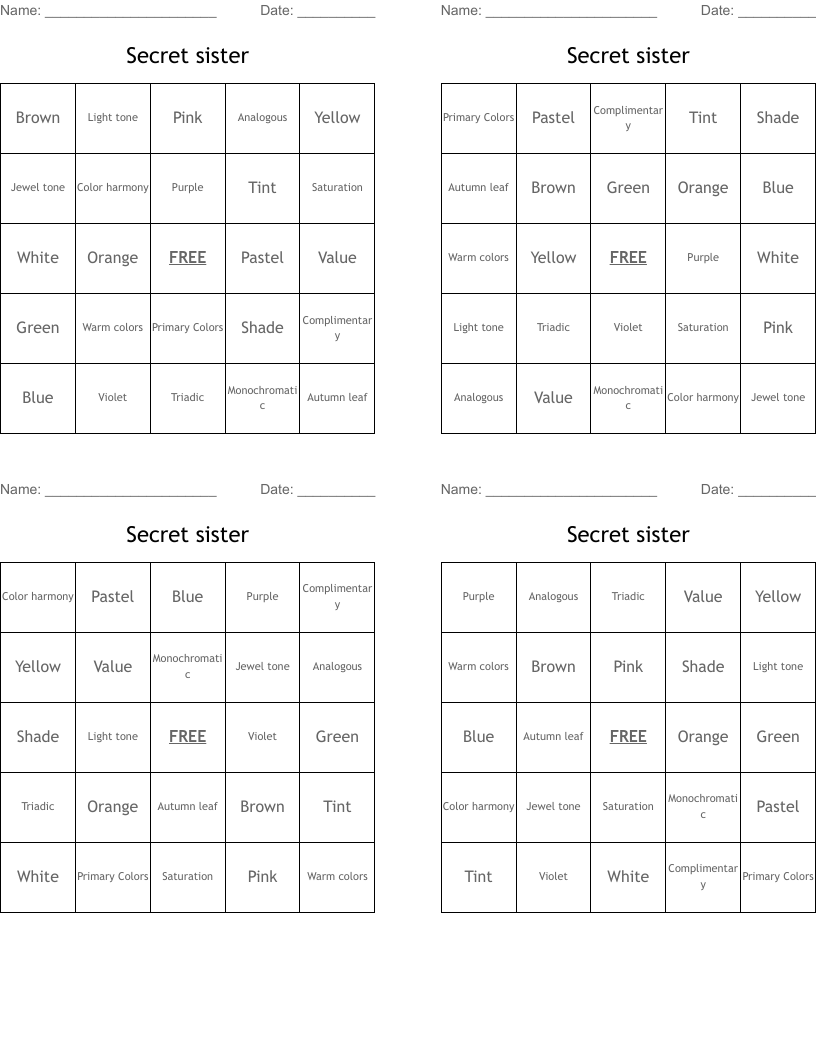 Secret Sisters Questionnaire Forms Printable