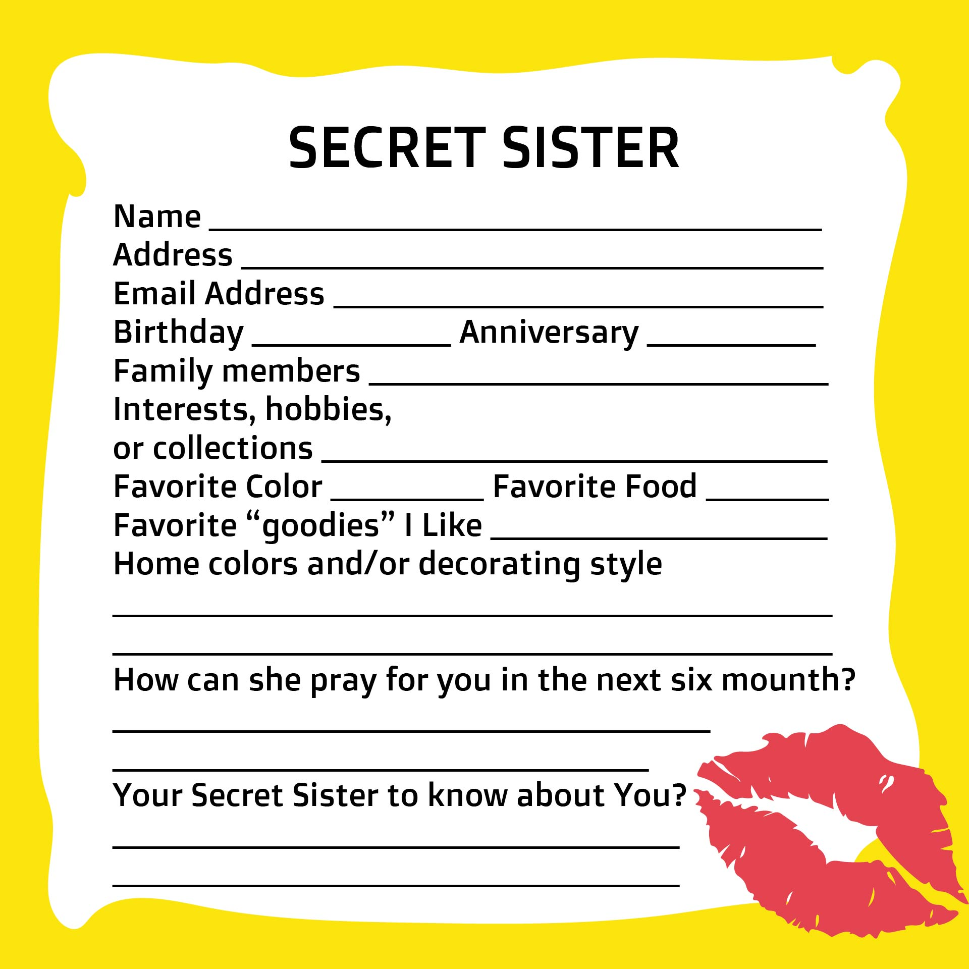 Secret Sister Forms 10 Free PDF Printables Printablee