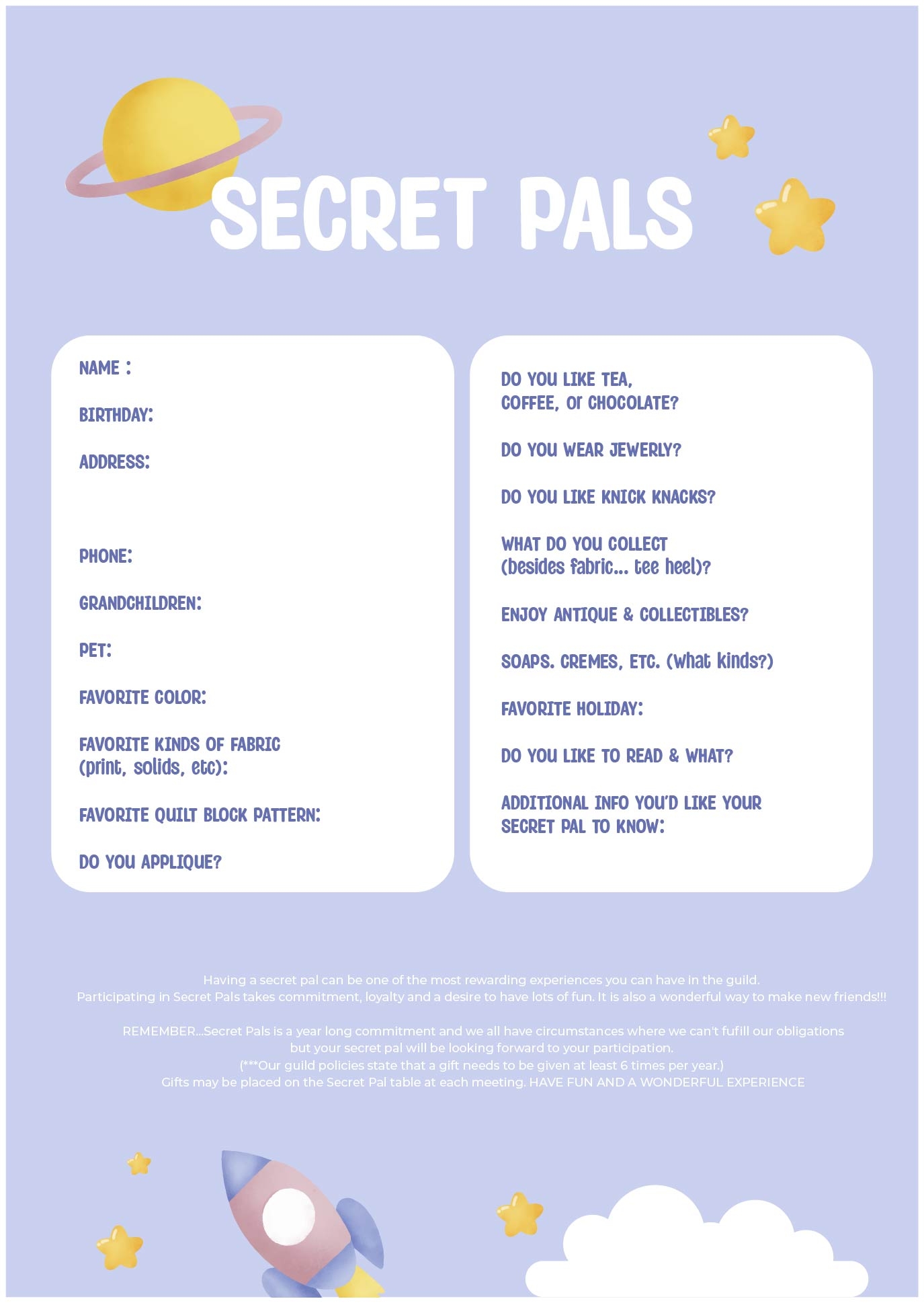 Secret Sister Forms 10 Free PDF Printables Printablee