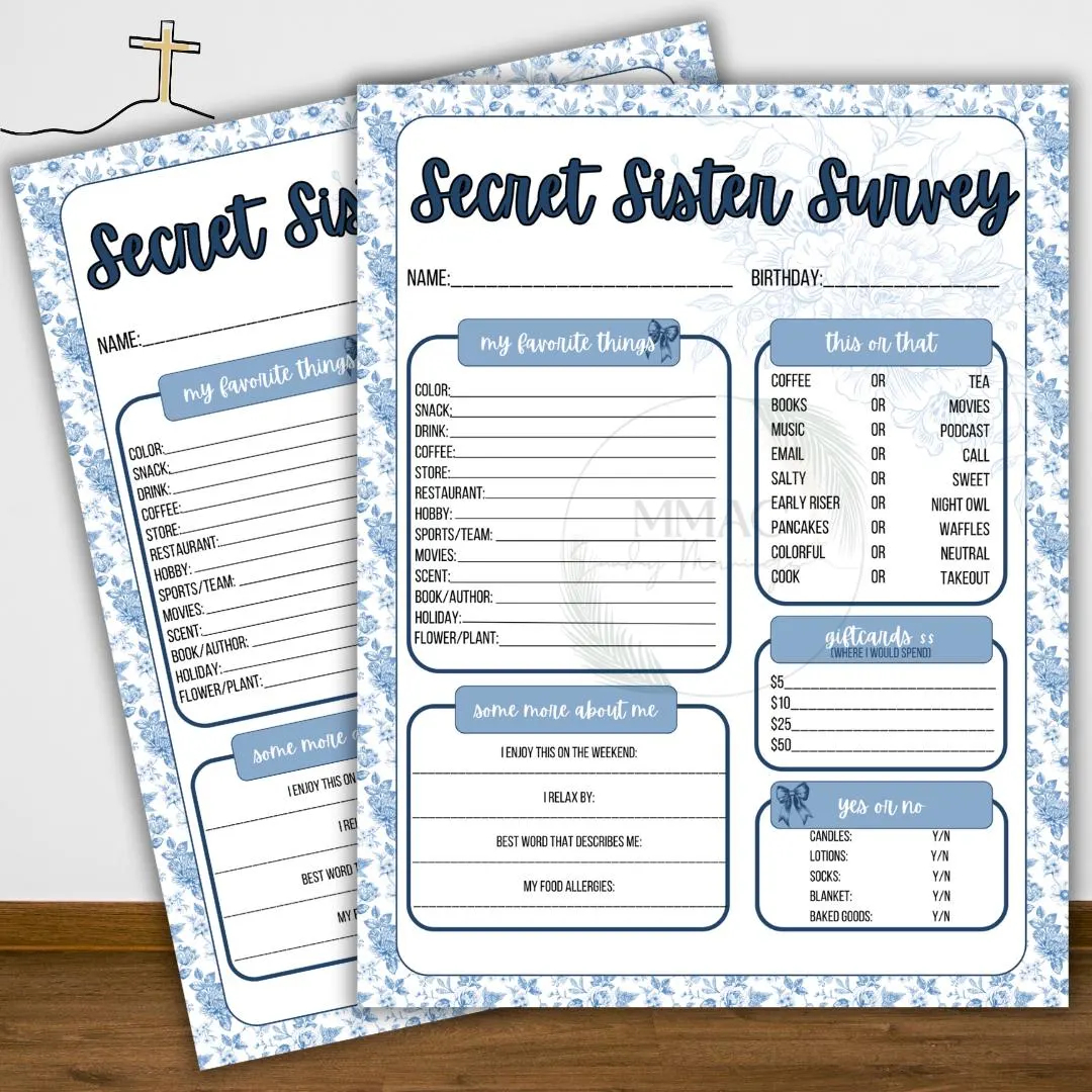 Free Printable Secret Sister Questionnairecheck Off