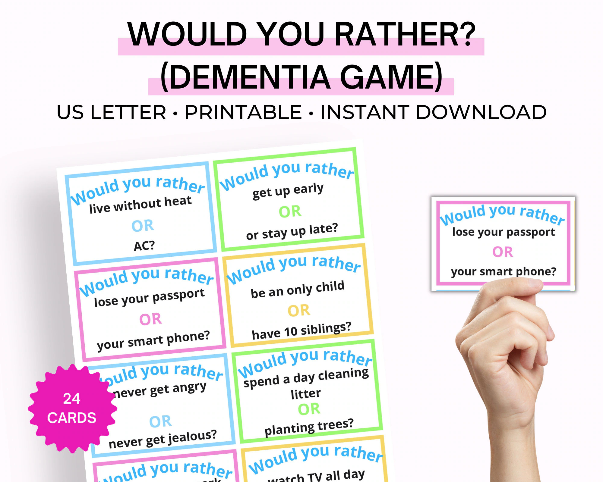 If You Could Game Questions Printable for Adults