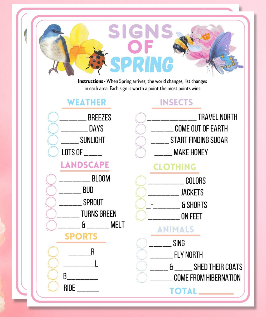 Signs Of Spring Trivia Printable Game Fun Kids Adults Party Worksheets Library
