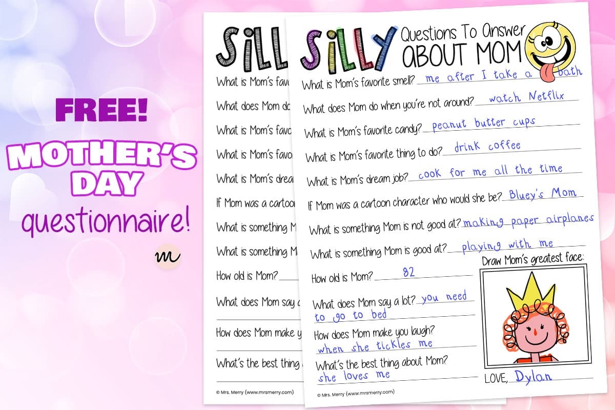 Silly Mother s Day Questionnaire Printable Mrs Merry