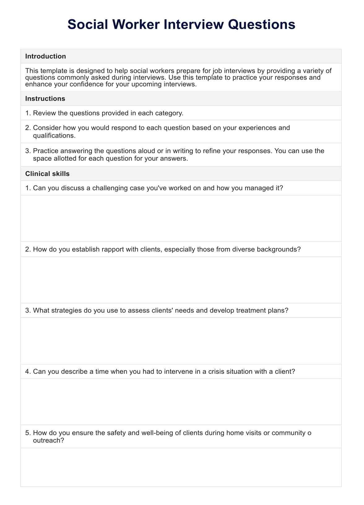 Social Worker Interview Questions